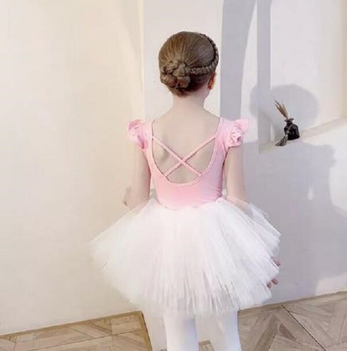 Algodón Verano Mangas Voladoras Body Niñas Traje de Entrenamiento Vestido de Ballet Diario - Imagen 3 de 19