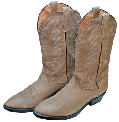 Men s 10.5D J. CHISHOLM Tan Soft Leather Western Cowboy Boots USA Magic Flex