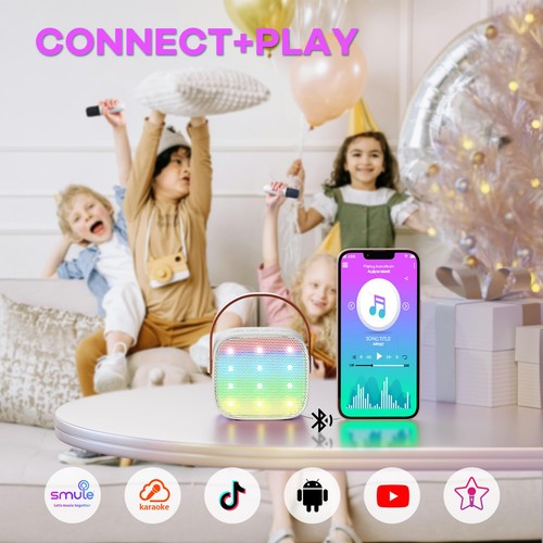 Mini Karaoke Machine for Kids Adults, Portable Bluetooth Speaker with 2 Wirel... - Picture 5 of 9