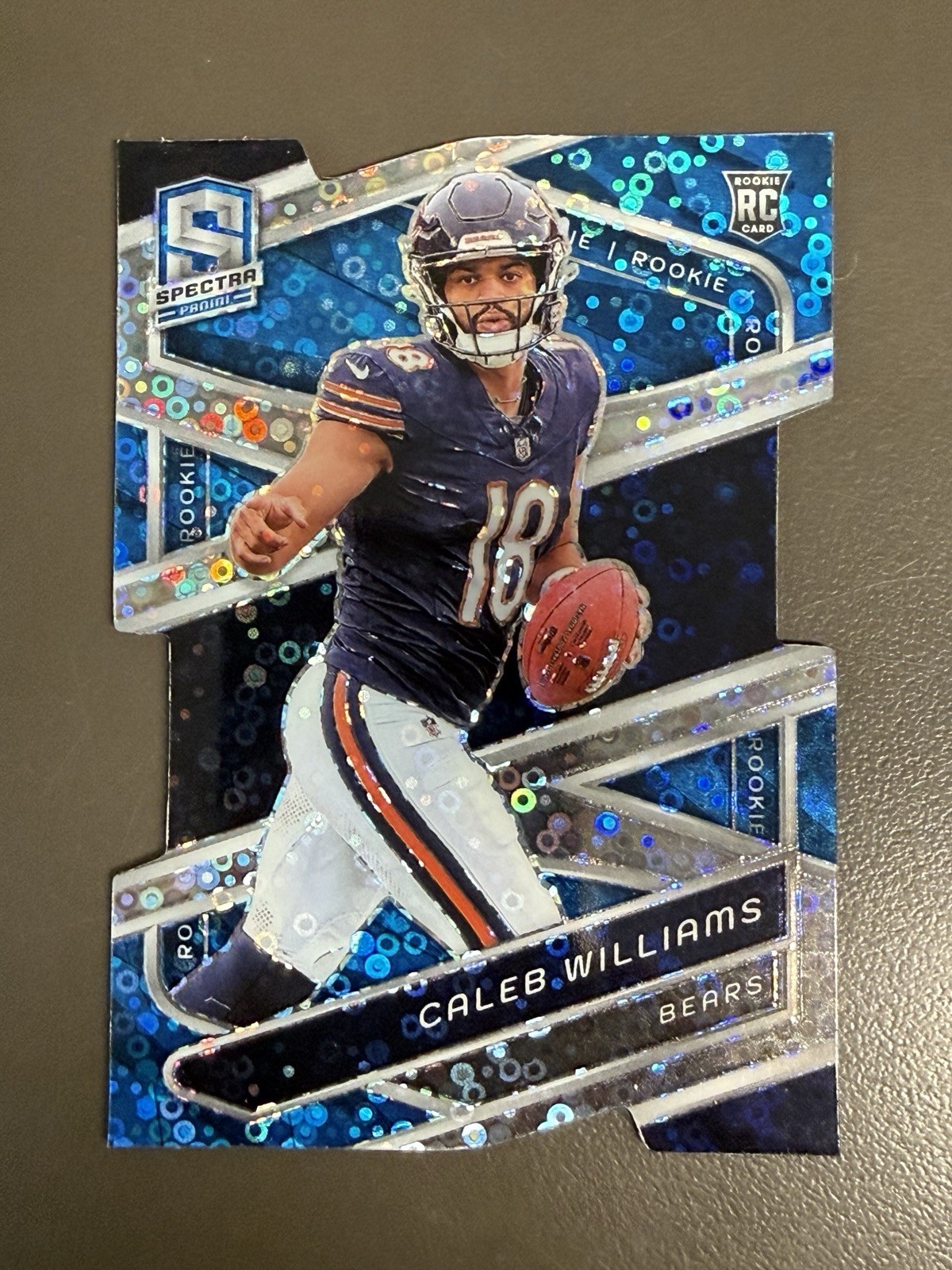 2024 Spectra Caleb Williams #111 Blue No Huddle Prizm Die-Cut RC /50 Bears
