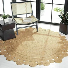 Rug 100% Natural Jute Style Braided Reversible Carpet Modern Rustic Look Rug