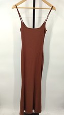 Quince Women Tencel Rib Knit Maxi Slip Dress Brown M