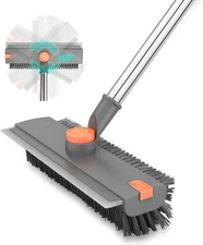 3-in-1 Stiff Bristle Scrub Brush for Patio, Deck, Tile with Long