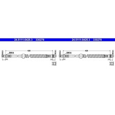2X ATE BREMSSCHLAUCH BREMSSCHLÄUCHE SCHLÄUCHE 425mm VORNE passend für CITROËN ZX