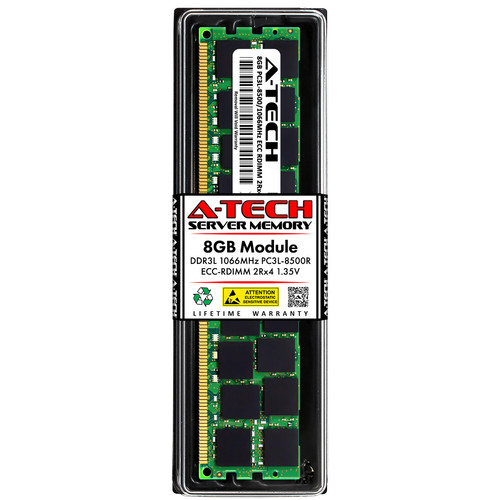 A-Tech 8GB 2Rx4 PC3-8500R DDR3 1066MHz 1.35V ECC RDIMM REG Server Memory RAM 1x - Picture 1 of 8