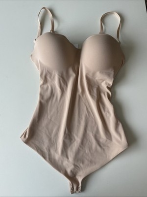 New WOLFORD Powder  Mat De Luxe Form String Bodysuit Size L C-Cup