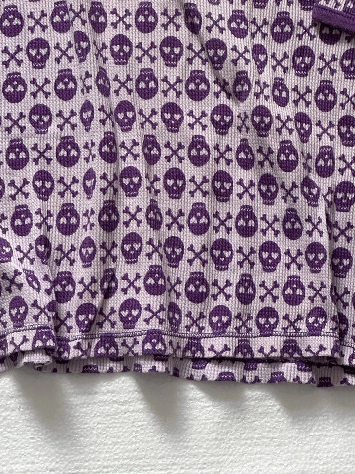 Victoria’s Secret LOVE PINK Camisa Térmica para Dormir Púrpura Calaveras Halloween XS Foto 2 de 4