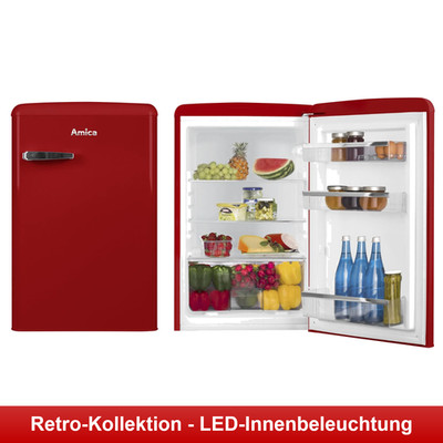 Amica Retro Kühlschrank Rot Standkühlschrank 120L Vollraum Tischkühlschrank