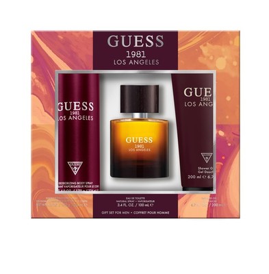 Guess 1981 Los Angeles Men Eau de Toilette Gift Set Cologne Spray Body Spray Sho