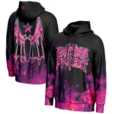 Mens WWE ProSphere Damian Priest Black Purple Flames 3D Graphic Pullover Hoodie