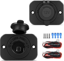 Nilight 2 Pack Car Cigarette Lighter Socket DC 12V Waterproof Power Outlet Adapt