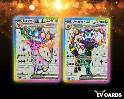 #ad Pokémon TCG Umbreon ex 176 amp; Espeon ex 175 Prismatic Evolutions Ultra Rare NM $48.97