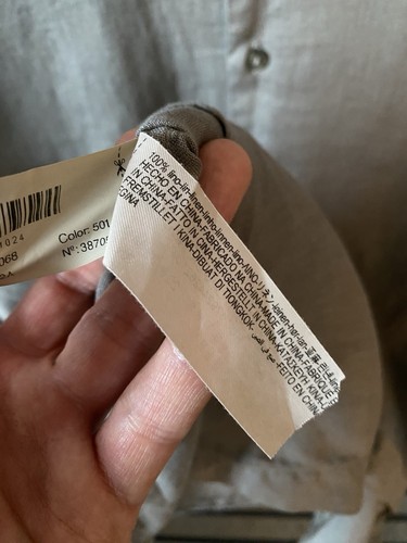 Camisa Massimo Dutti 100 % lino abotonada manga larga gris suave pequeña - Imagen 9 de 9