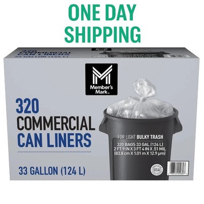 Member's Mark High Density 33 Gallon Commercial Trash Bags 320 Ct Heavy Duty
