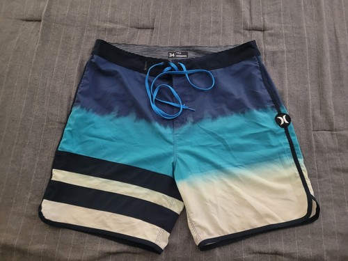 HURLEY PHANTOM BLOCK PARTY FEVER BLUE BOARDSHORTS MENS SIZE 34. - Picture 1 of 8