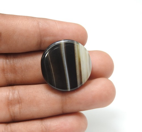 Colgante de cabujón de forma redonda de ágata con bandas naturales de 30,00 quilates 23x23x7 mm - Imagen 3 de 8