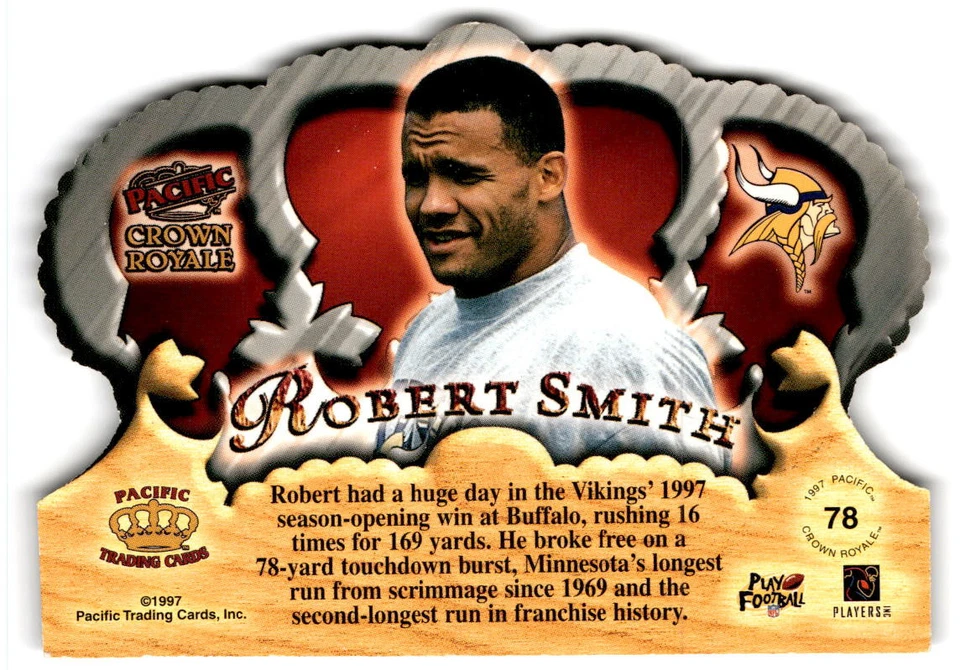 1997 Pacific Crown Royale #78 Robert Smith Minnesota Vikings - Image 2 of 2