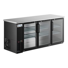 78" Black Counter Height Glass Door Back Bar Refrigerator with LED Lighting