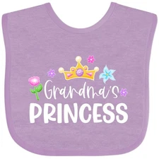 Inktastic Grandma's Princess Crown And Flowers Baby Bib Children Grandma Tiara