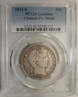 1911-S Barber Half 50c PCGS VG Details Cleaned