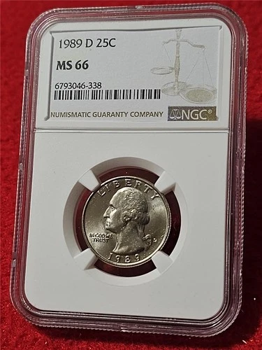 1989-D WASHINGTON QUARTER   NGC MS 66  UNCIRCULATED                     #T1408