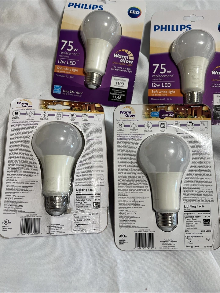 Philips 75W Equivalent Frosted A21 Dimmable WarmGlow LED Light Bulb 4 Pack - Image 2 of 4