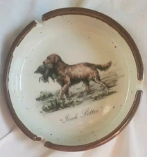 Irish Setter Vtg Enesco Glazed Speckled Ceramic Ashtray Trinket Bowl Waterfowl 
