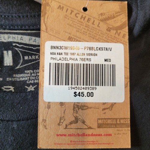 Philadelphia 76ers Mitchell & Ness NBA T- Shirt ,Sixers # 3 Iverson 2001, N.W.T - Picture 6 of 10