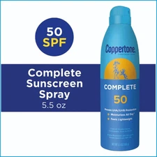 Coppertone Complete Sunscreen Spray, SPF 50 Spray Sunscreen, 5.5 Oz