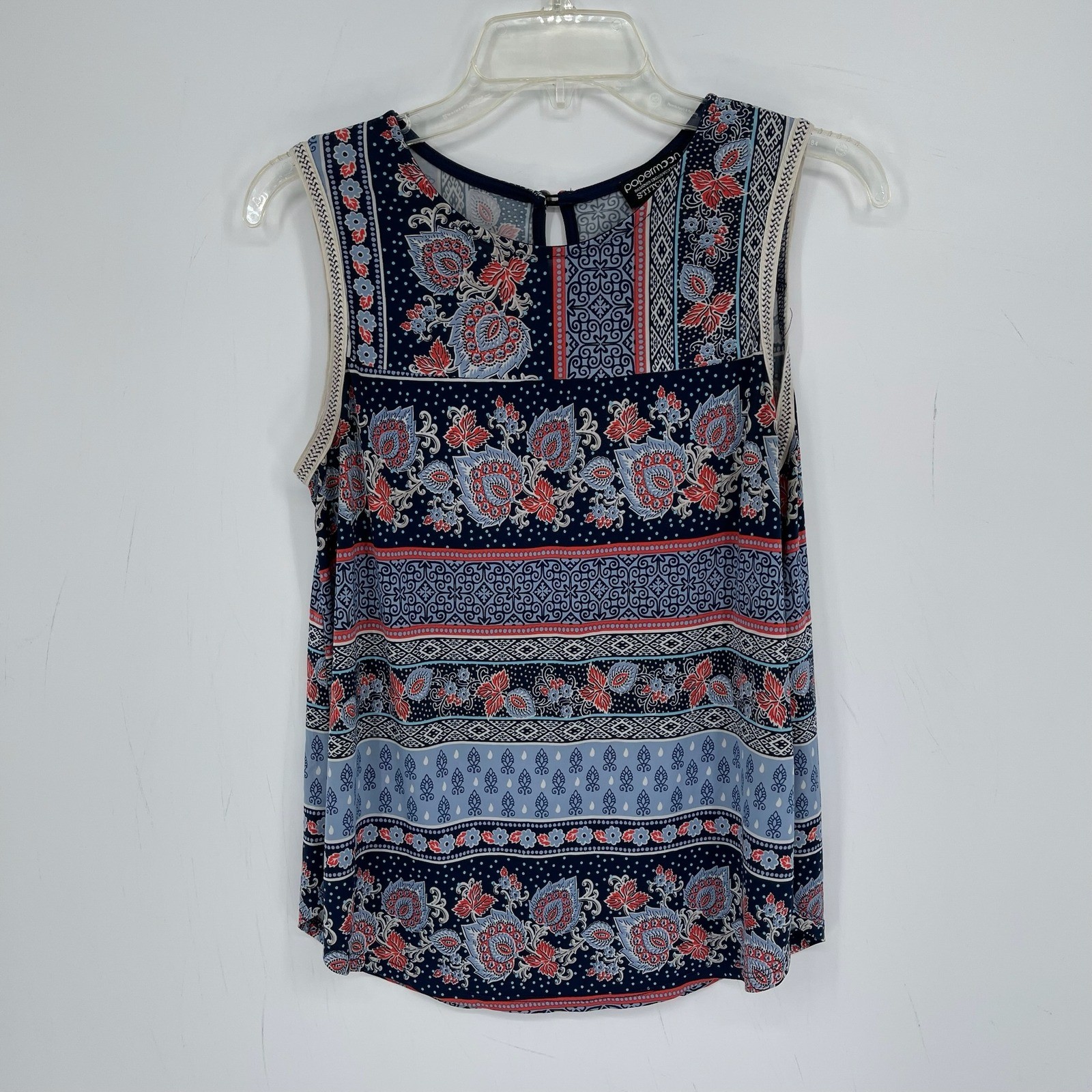 Tank Size Signs Papermoon Stitch Fix Women's Blue Paisley Sleeveless Keyhole Tank Top ...