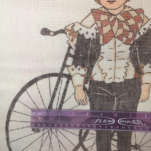 Boy with Bicycle Needlepoint Canvas Workshop 18" x 21" 12 Count - Picture 3 of 6
