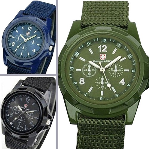 POLSO GEMIUSARMY OROLOGIO UOMO TELA MILITARE BIANCO TESSUTO NERO MARRONE qr - Foto 9 di 9