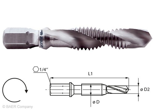 Gewindebohrer Bit Baer HSSG Kombi Gewindeschneider Bohrer M3 - M10 Gewinde - Bild 15 von 16