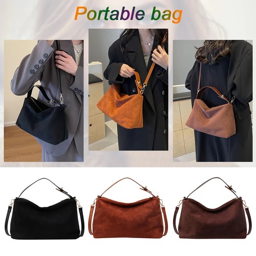 Zipper Faux Suede Pillow Shoulder Crossbody Bags Handbags for Women Classic - Picture 18 of 25