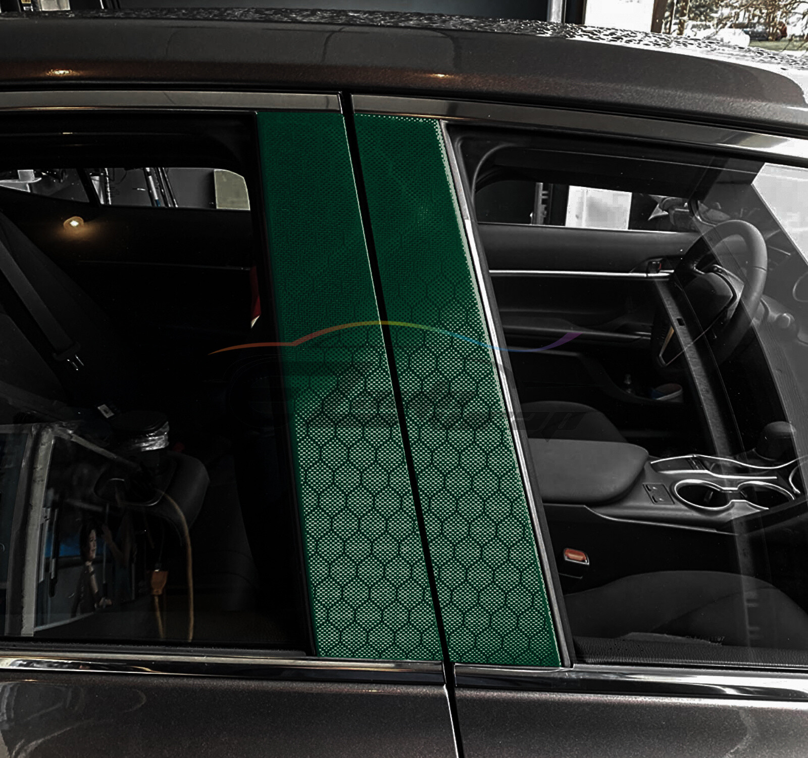 Honeycomb Carbon Fiber Satin Midnight Green Hex Sticker Decal Vinyl Wrap Sheet