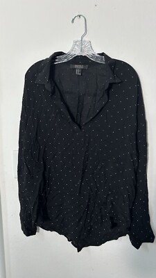 For Ever 21 Long Sleeve shirt with pocket dots black Women size XL(0616) 