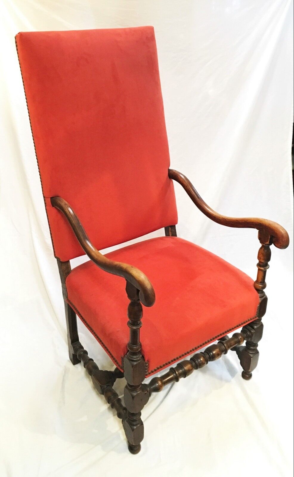 17th c. Period Continental, Flemish Walnut Upholstered Armchair