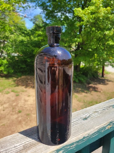 CRUDE appied Lip Master Ink 3 Part Mold Bottle Dark Reddish Amber Color 9" Tall - Picture 2 of 11