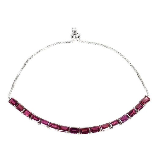 Sterling Silver Bracelet Rhodolite Genuine Natural Gems Slider Up to 9 Inch - Picture 13 of 24