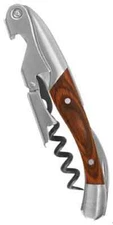 Wood Handle / Stainless Corkscrew Double Hinge Waiters Wine Bottle Opener #305