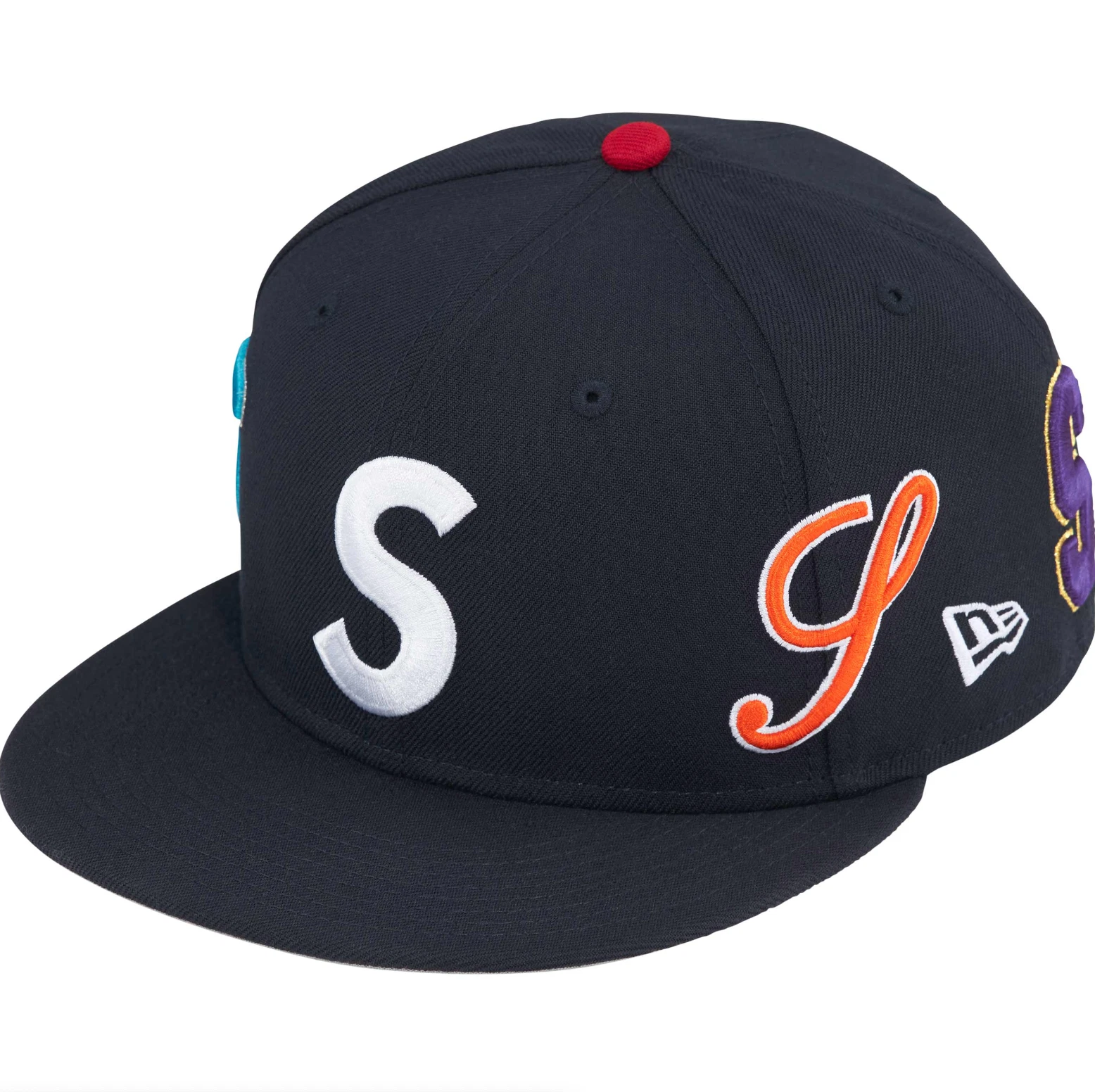 Chapeau ajusté Supreme x New Era Multi S Logo 59FIFTY   Taille 7 1/2   Marine   NEUF