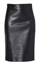 Women's genuine cowhide leather knee pencil skirt party wear