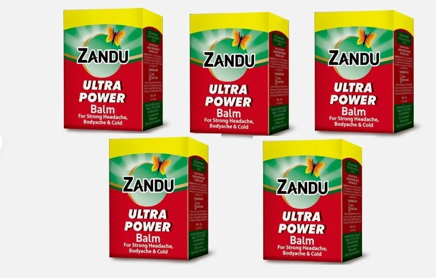 5 x 8 ml Zandu Ultra Power Balm Herbal, pour les maux de tête, les douleurs a... - Photo 1/1