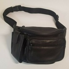 Black Leather Fanny Pack Waist Hip Festival Bag Purse
