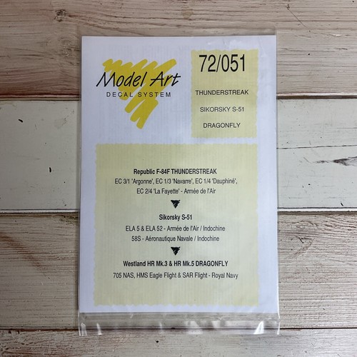 MODEL ART DECAL SYSTEM, #72/051, THUNDERSTREAK, SIKORSKY S-51, DRAGONFLY, 1:72