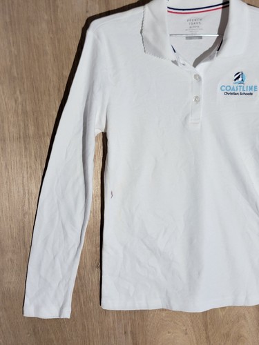 french toast girls polo shirt XL long sleeve collared christian school white - Picture 2 of 9