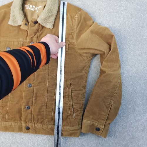 Gap Mens Jacket Medium Beige Cord Trucker Biker Fleece Sherpa Collar Y2K Bomber - Picture 8 of 11