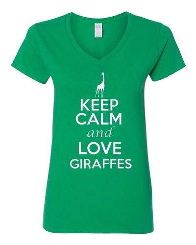 V-Neck Ladies Keep Calm and Love Giraffes Animal Lover Jungle Funny T-Shirt Tee - Bild 6 von 10