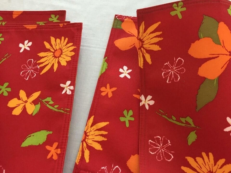 SET 4 placemats cloth napkins JC Penney Home orange yellow floral 19 x 13 - Image 3 of 4