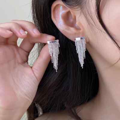 Silver French Style Tassel Earring-Silver Waterfall Earring-Stardust Drop Earing